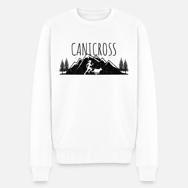 Canicross Geländelauf mit Hund Canicross Läuferin - Männer Premium Bio Pullover - Weiß