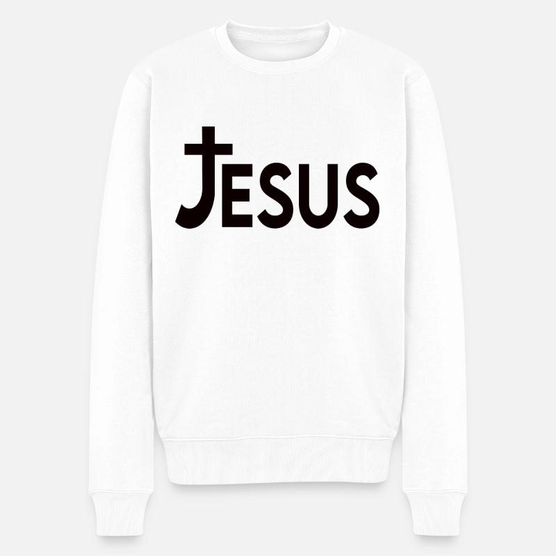 Jésus Cross Christianisme - Pull Premium bio Homme - blanc