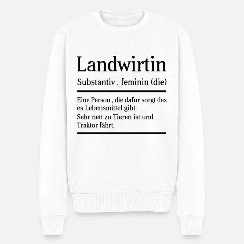 Landwirtin Bäuerin Definition Bedeutung Spruch - Männer Premium Bio Pullover - Weiß