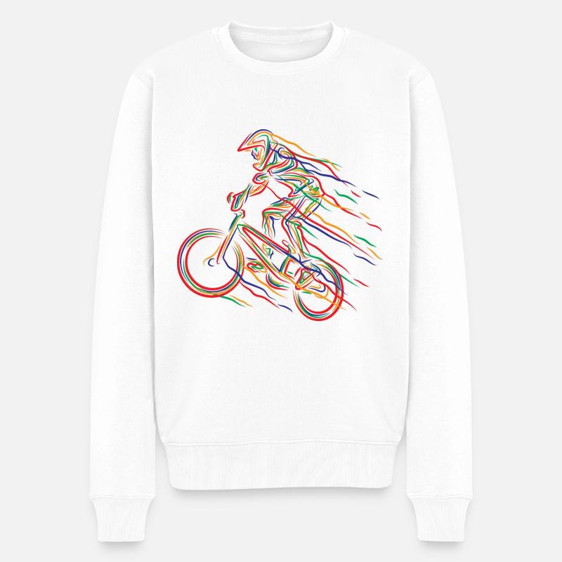 BMX Bunte Farbe Grafik Biker Freestyle Racing - Männer Premium Bio Pullover - Weiß