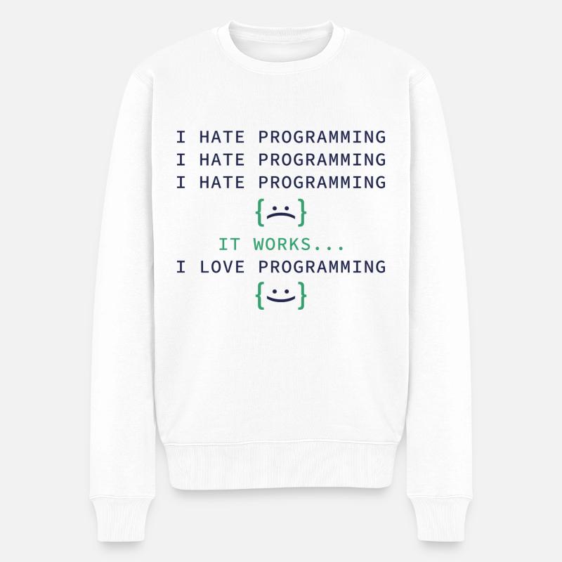 I Hate Programming - Men's Premium Organic Jumper - white