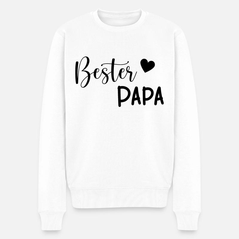 Bester Papa Geschenkidee - Männer Premium Bio Pullover - Weiß