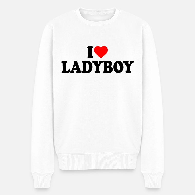 I love ladyboy - Männer Premium Bio Pullover - Weiß