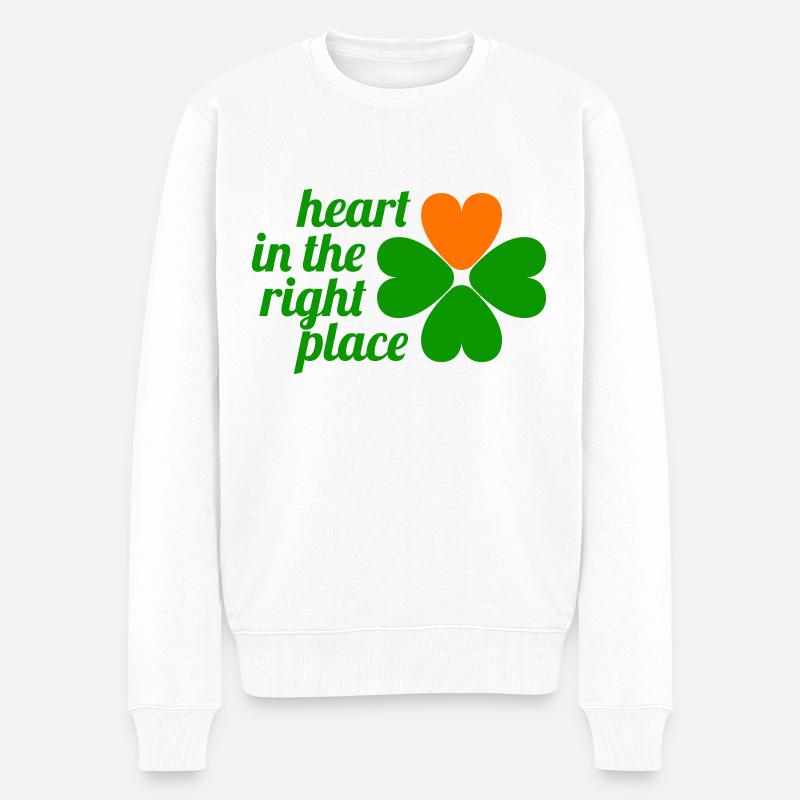 Saint Patrick, le cœur à la bonne place - Pull Premium bio Homme - blanc