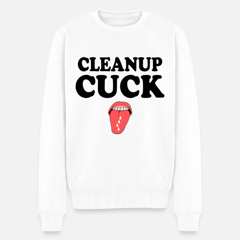 Cuckold clean up - Männer Premium Bio Pullover - Weiß