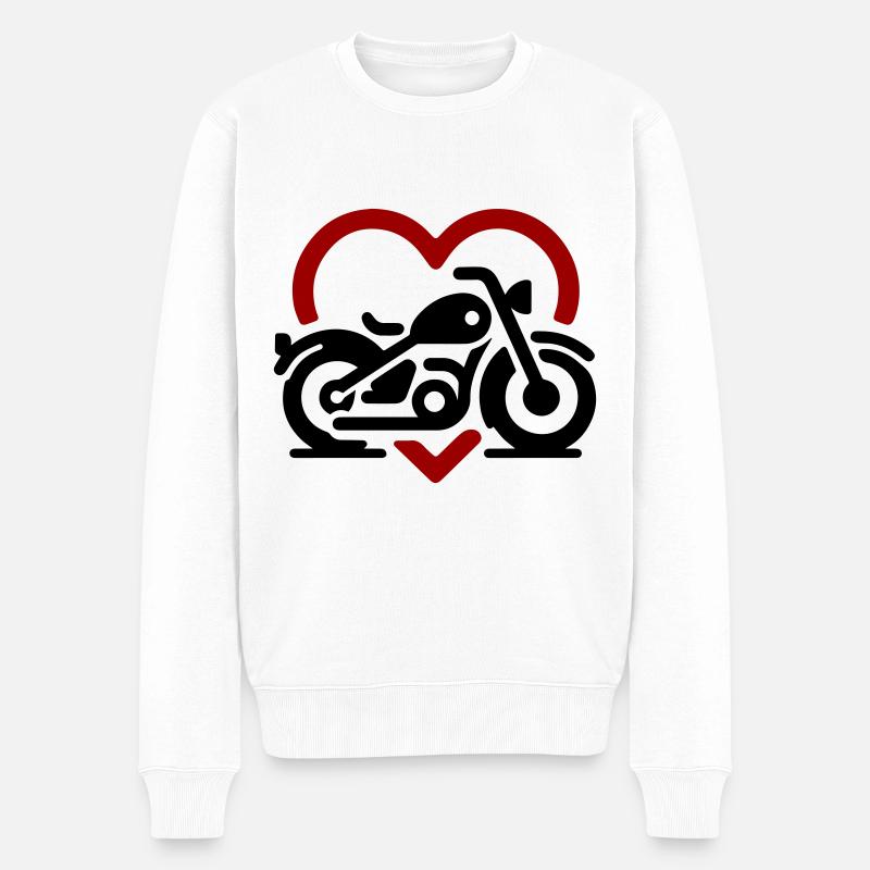 Motorrad Love - Männer Premium Bio Pullover - Weiß