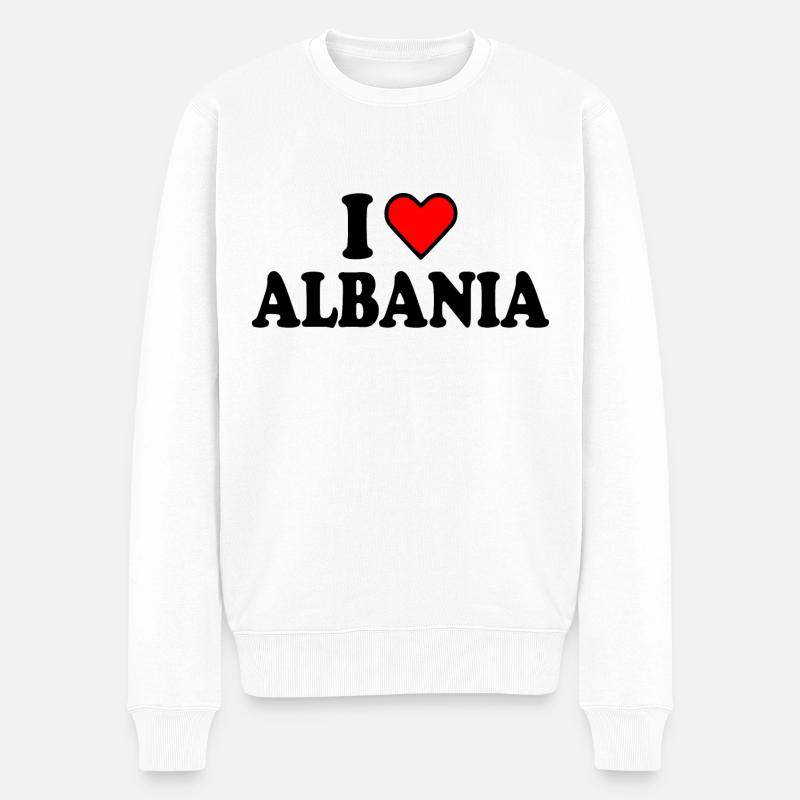 Albanien - Männer Premium Bio Pullover - Weiß