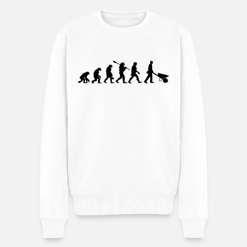 évolution chantier - brouette cadeau brouette - Pull Premium bio Homme - blanc