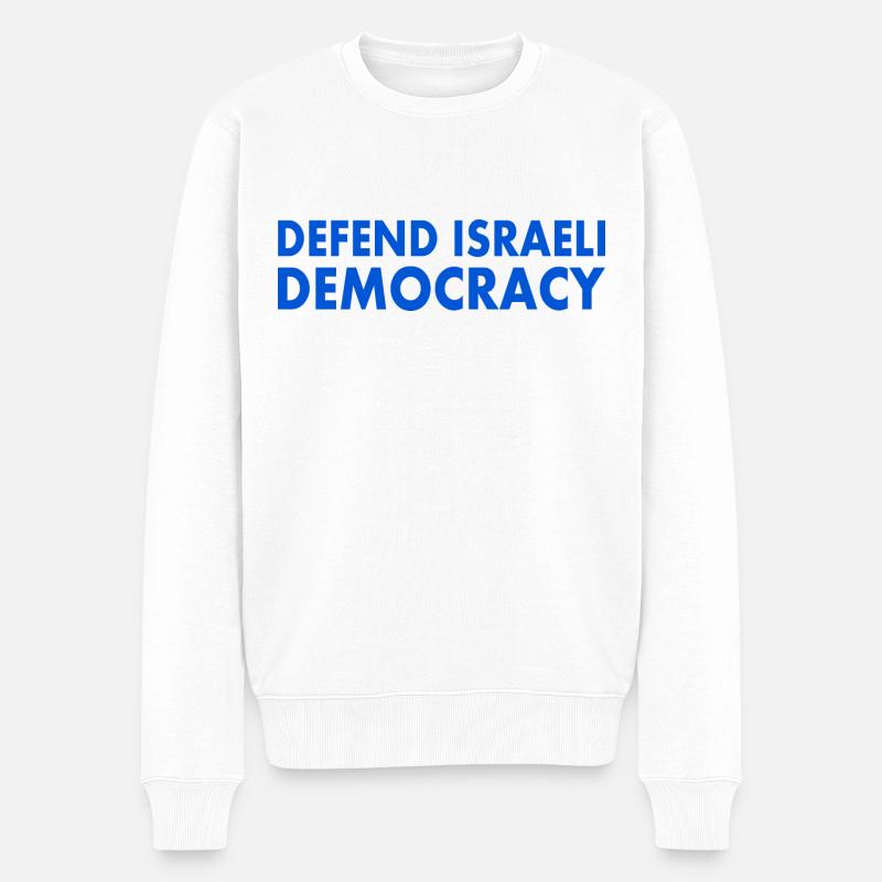 Defend israeli democracy - Männer Premium Bio Pullover - Weiß