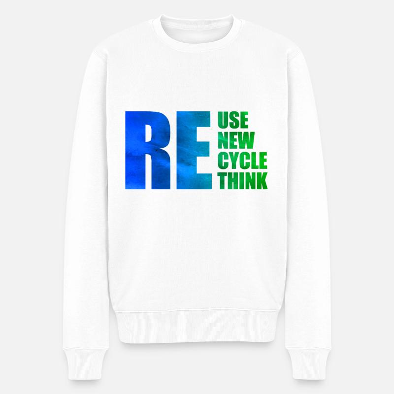 Reuse Renew Recycle Rethink - Männer Premium Bio Pullover - Weiß