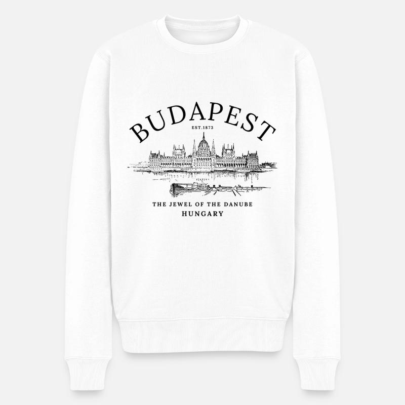 Budapest Ungarn Est 1873 - Männer Premium Bio Pullover - Weiß