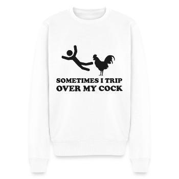 Manchmal stolpere ich über meinen Schwanz - Männer Premium Bio Pullover - Weiß - Vorne - Thijin (182cm)