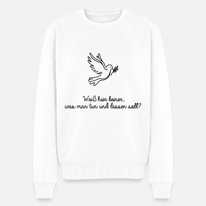 Friedensbotschaft - Männer Premium Bio Pullover - Weiß