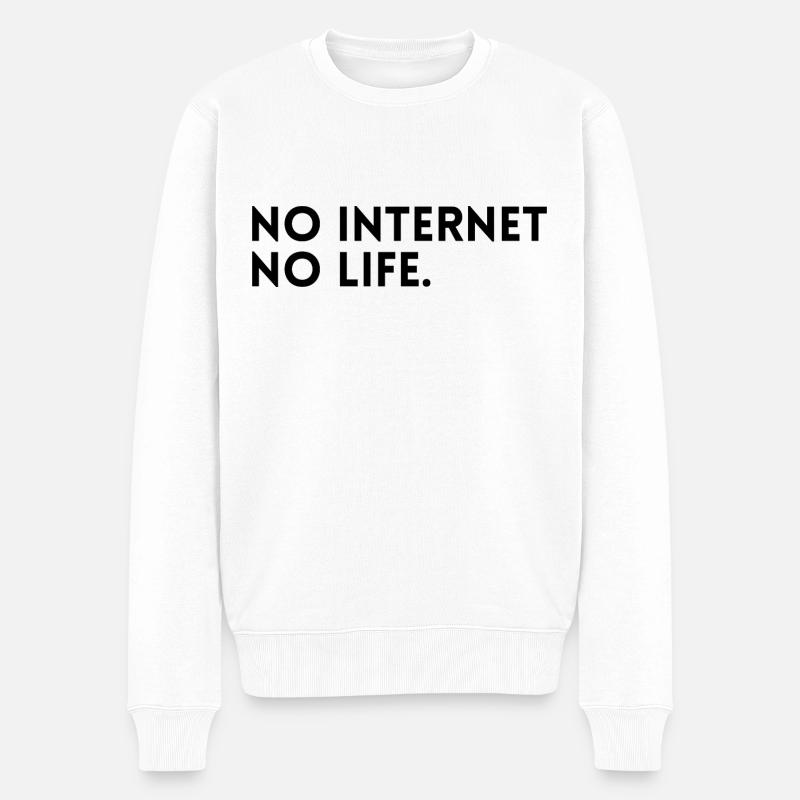 Kein Internet - kein Leben - Männer Premium Bio Pullover - Weiß