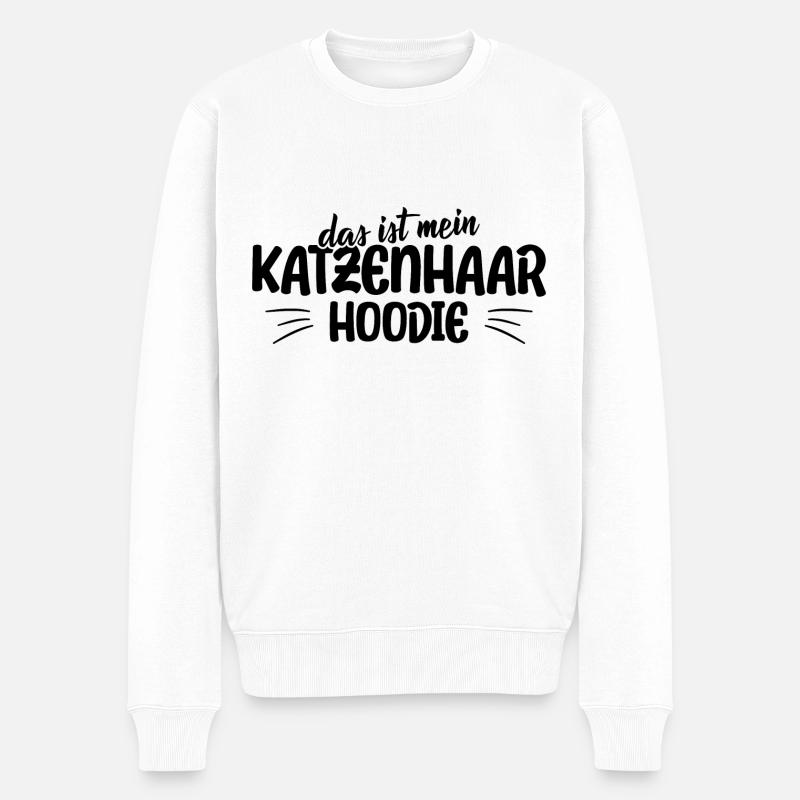 Katzenspruch Das ist mein Katzenhaar Hoodie - Männer Premium Bio Pullover - Weiß