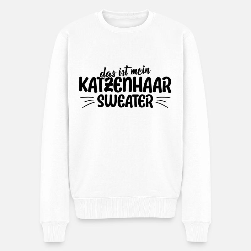 Katzenspruch Das ist mein Katzenhaar Sweater - Männer Premium Bio Pullover - Weiß