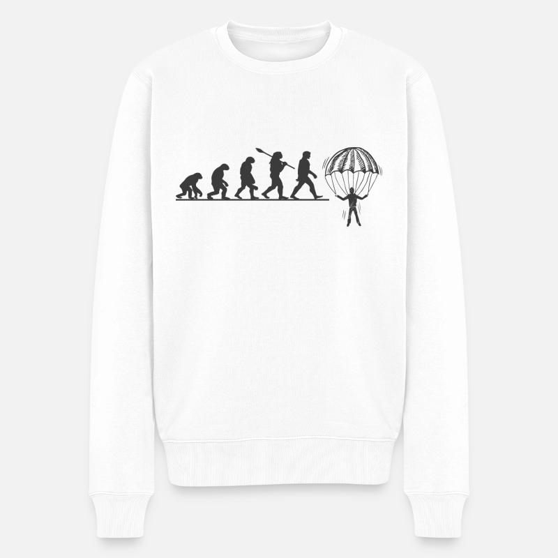 Evolution Fallschirm - Männer Premium Bio Pullover - Weiß