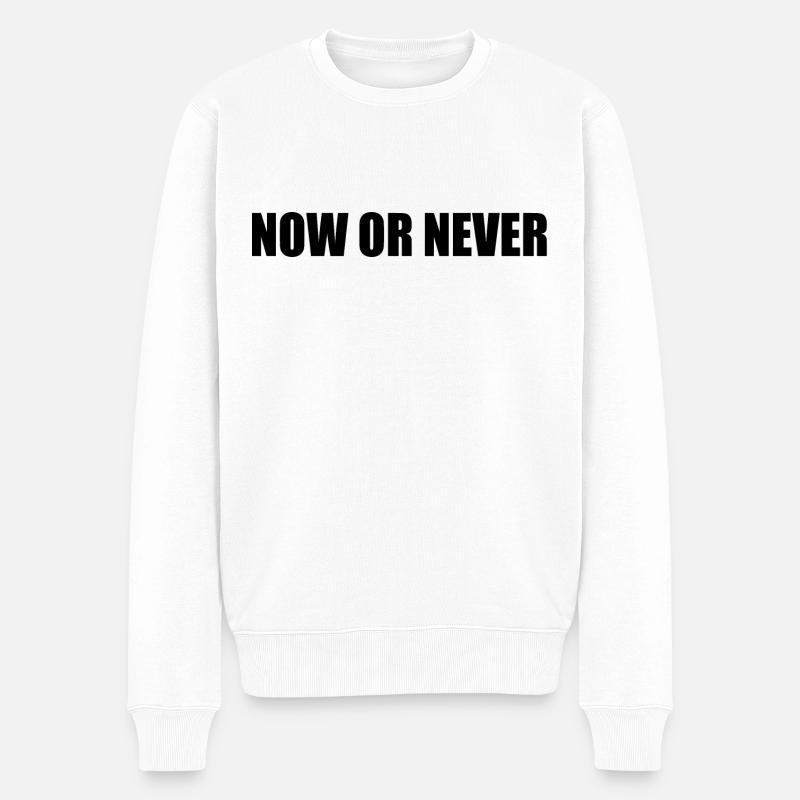 Now or never - Pull Premium bio Homme - blanc