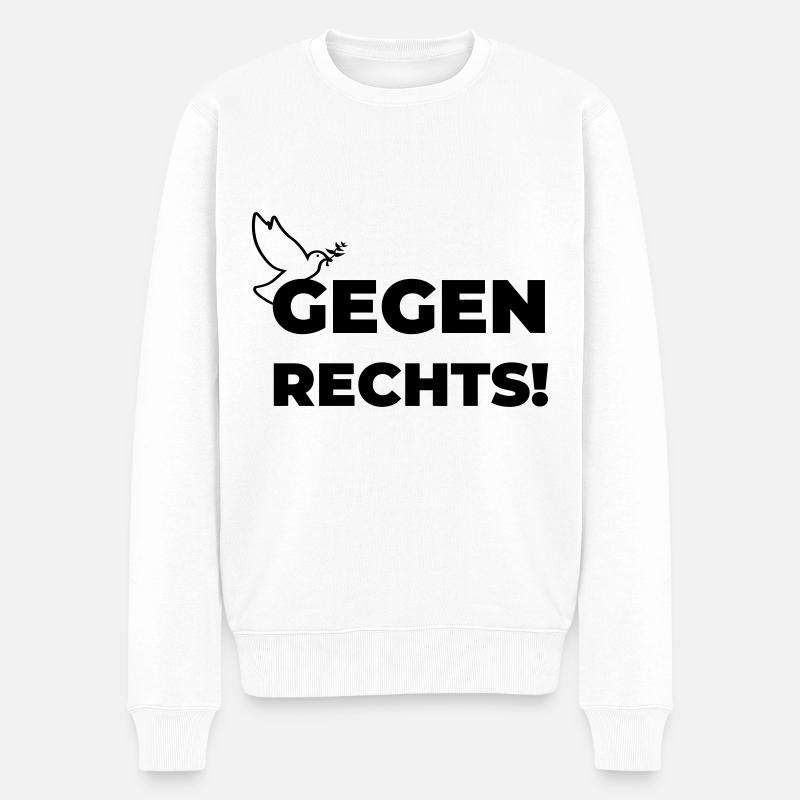 Gegen rechts - Männer Premium Bio Pullover - Weiß