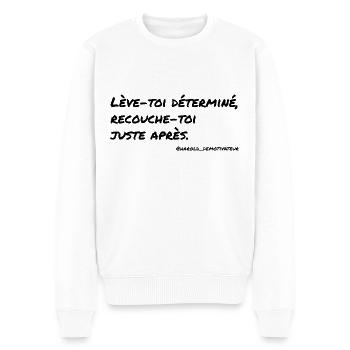Lève-toi déterminé,... - Pull Premium bio Homme - blanc - Devant - Thijin (182cm)