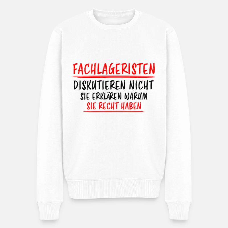 Fachlagerist Stablerfahrer Lustige Spruch Geschenk - Männer Premium Bio Pullover - Weiß