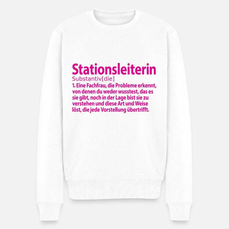 Abschiedsgeschenk Abschied Stationsleitung - Männer Premium Bio Pullover - Weiß