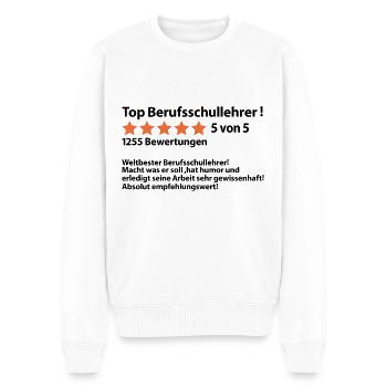 Abschiedsgeschenk Berufsschullehrer zum Abschied - Männer Premium Bio Pullover - Weiß - Vorne - Thijin (182cm)