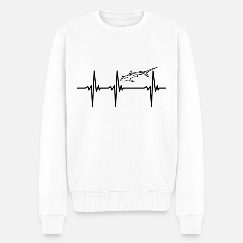 Herzschlag für Haie - Männer Premium Bio Pullover - Weiß