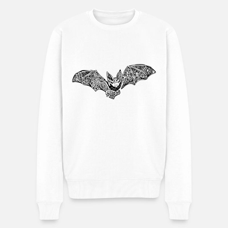 Unheimlich Niedliche Fledermaus - Männer Premium Bio Pullover - Weiß