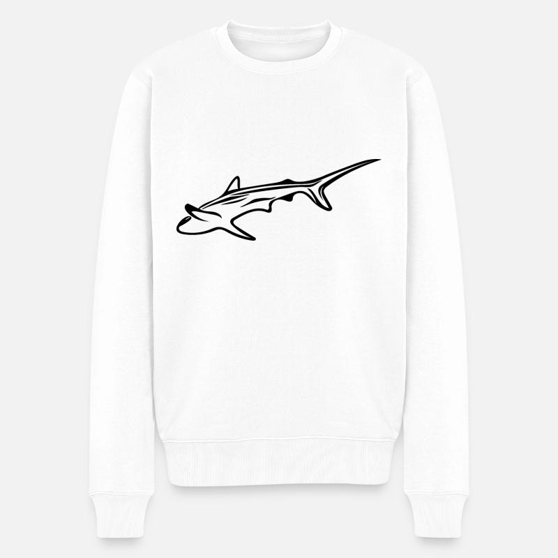 Eleganter Hai in Drift Strömung - Männer Premium Bio Pullover - Weiß