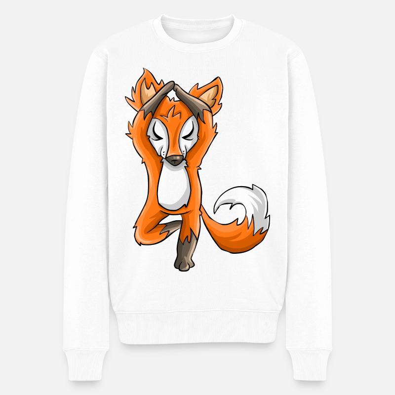 Yoga Fuchs - Männer Premium Bio Pullover - Weiß