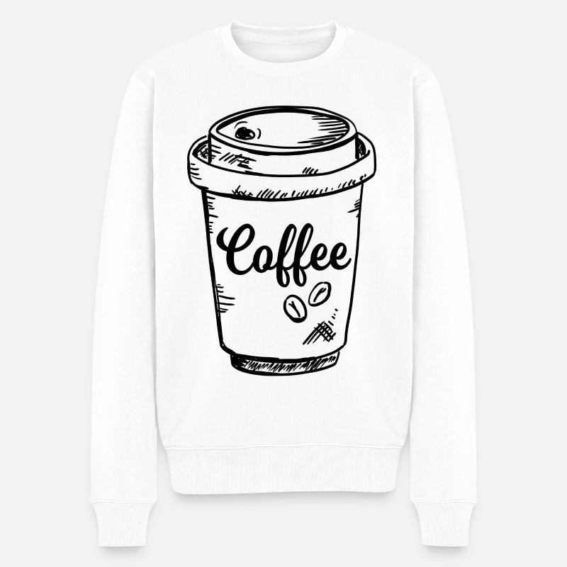 Café à emporter dans des tasses en papier - Pull Premium bio Homme - blanc