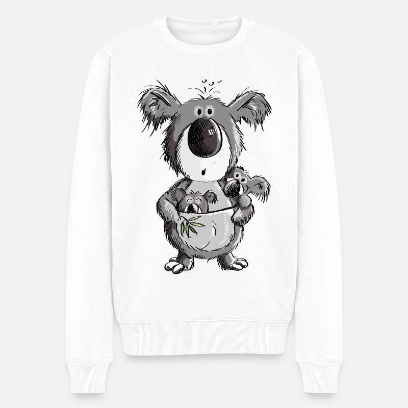 Süßer Koala Bär mit Kindern Comic - Männer Premium Bio Pullover - Weiß