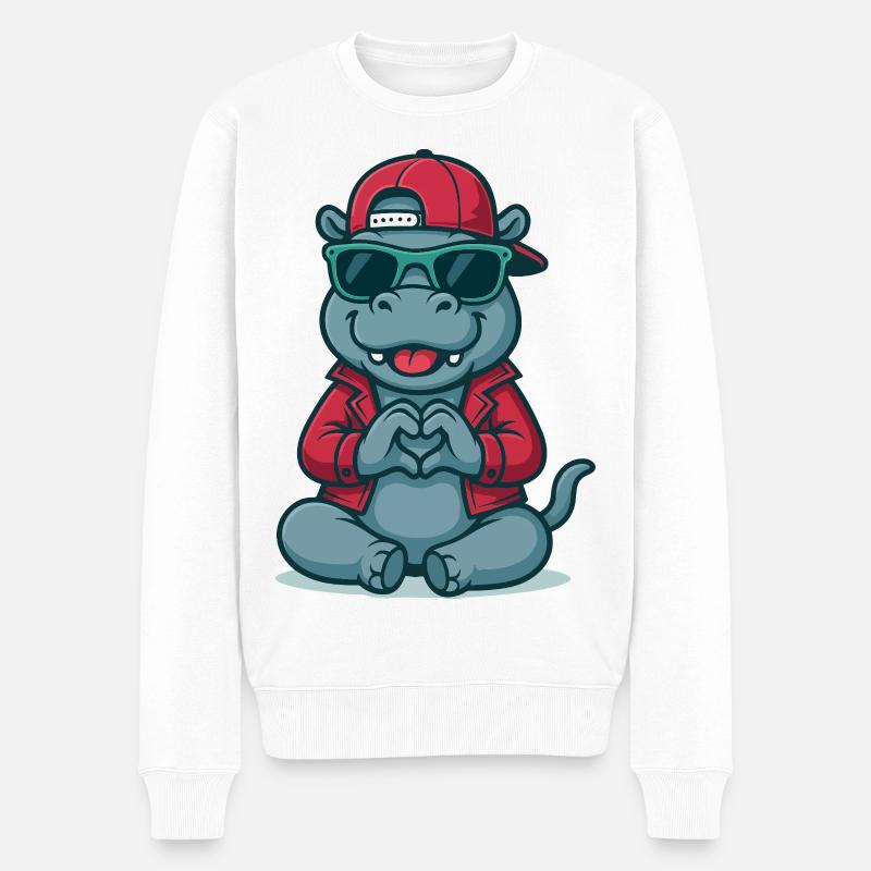 Style de cœur d’hippopotame - Pull Premium bio Homme - blanc