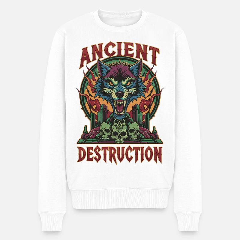 Loup de destruction antique - Pull Premium bio Homme - blanc