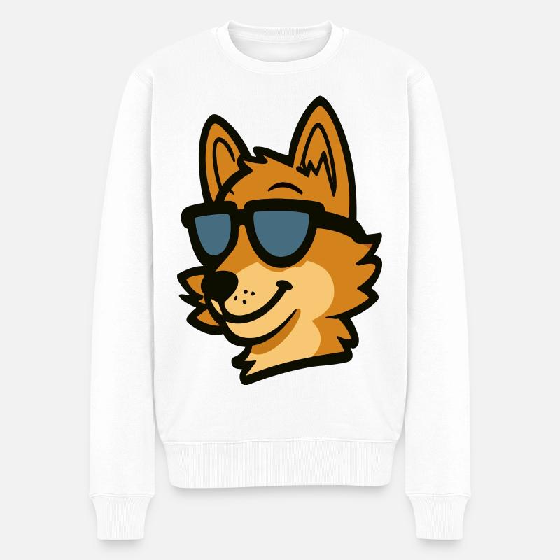 Chill Shiba Sonnenbrille - Männer Premium Bio Pullover - Weiß