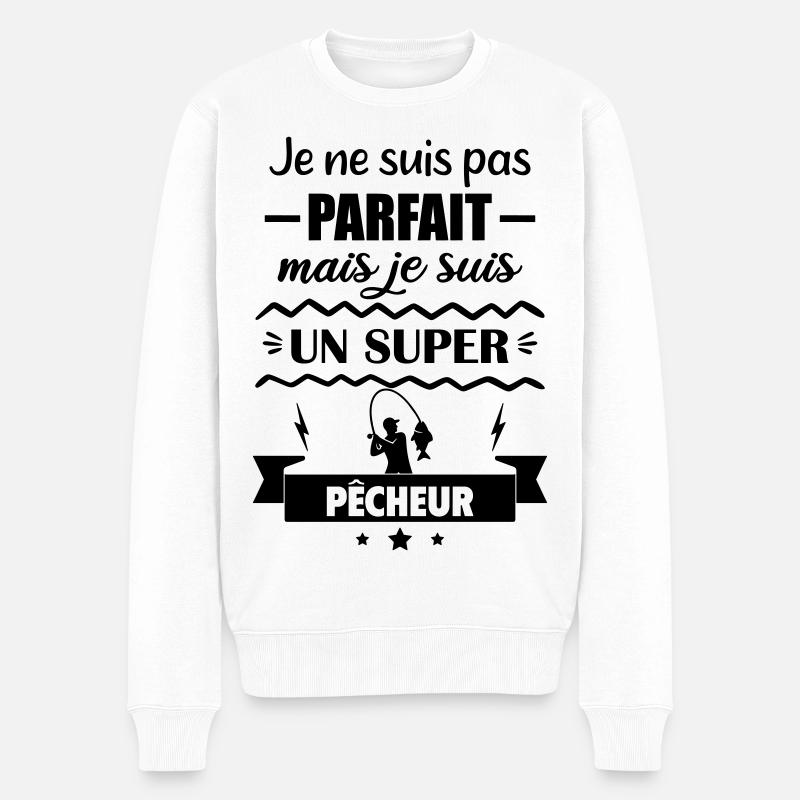 Pas parfait mais super pêcheur Pêche - Pull Premium bio Homme - blanc