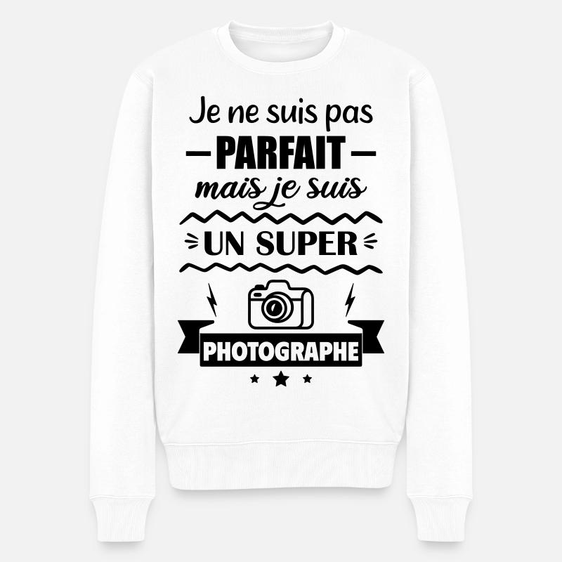 Nicht perfekt, aber toller Fotograf - Männer Premium Bio Pullover - Weiß
