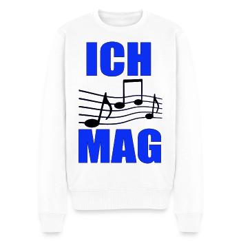 Ich mag Musik Blaues Notenlayout - Männer Premium Bio Pullover - Weiß - Vorne - Thijin (182cm)