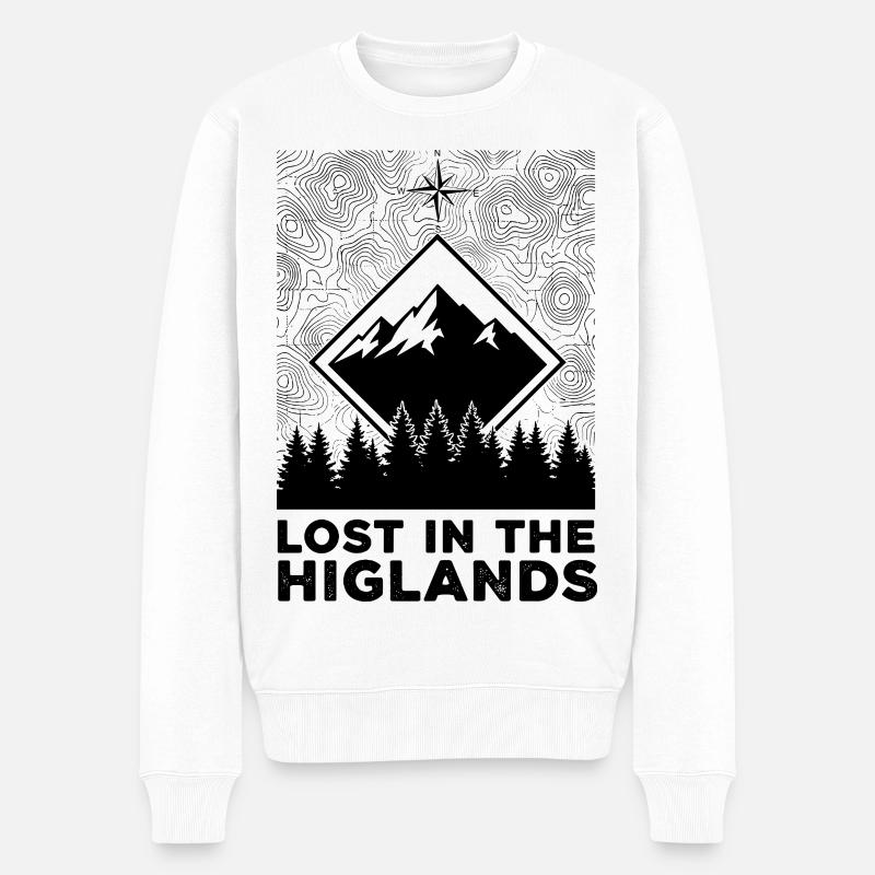 Lost In The Highlands - Männer Premium Bio Pullover - Weiß