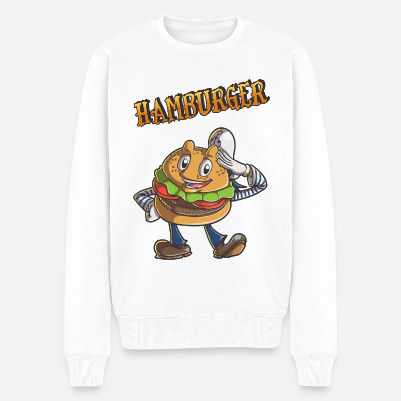 hamburger - Pull Premium bio Homme - blanc