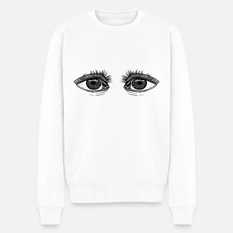 Yeux doux avec des cils - Pull Premium bio Homme - blanc