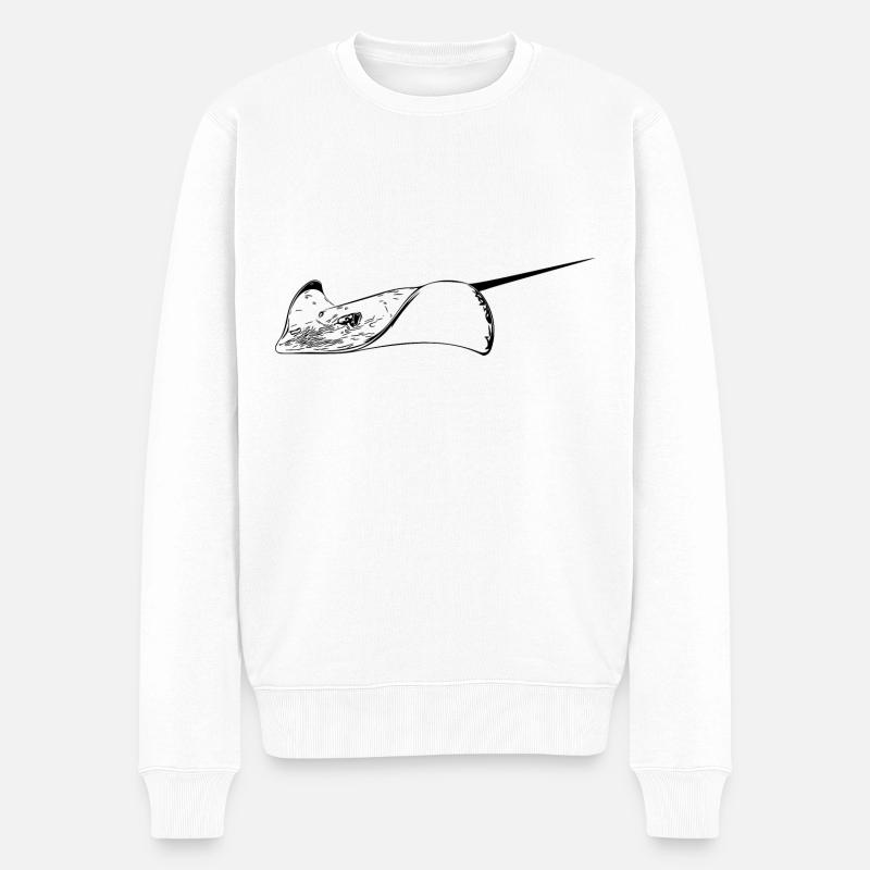 Stachelrochen im eleganten Flug - Männer Premium Bio Pullover - Weiß