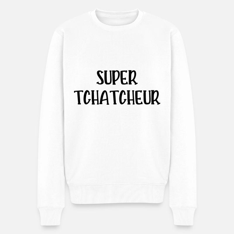 super tchatcheur - Pull Premium bio Homme - blanc