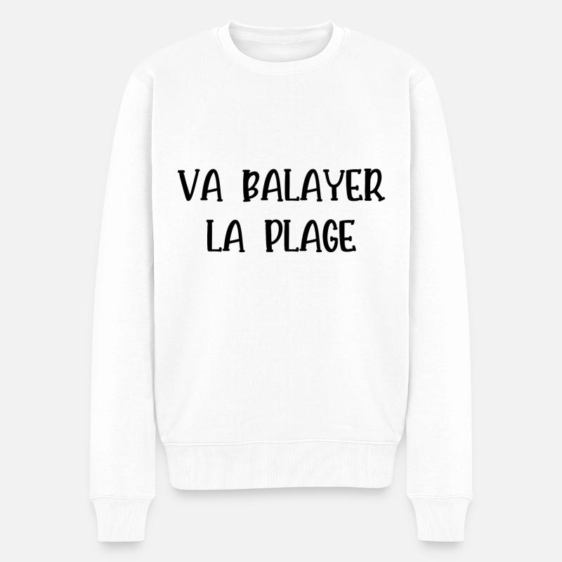 va balayer la plage - Pull Premium bio Homme - blanc