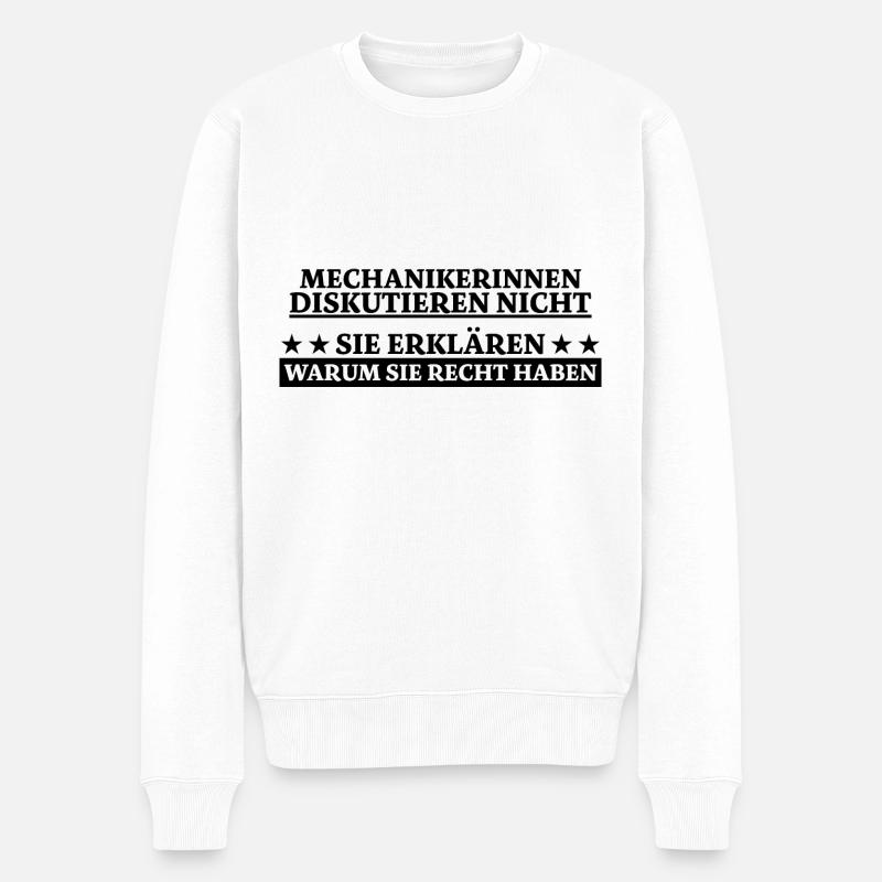 Mechanikerin Lustige Spruch Fun Kfz Beruf Geschenk - Männer Premium Bio Pullover - Weiß