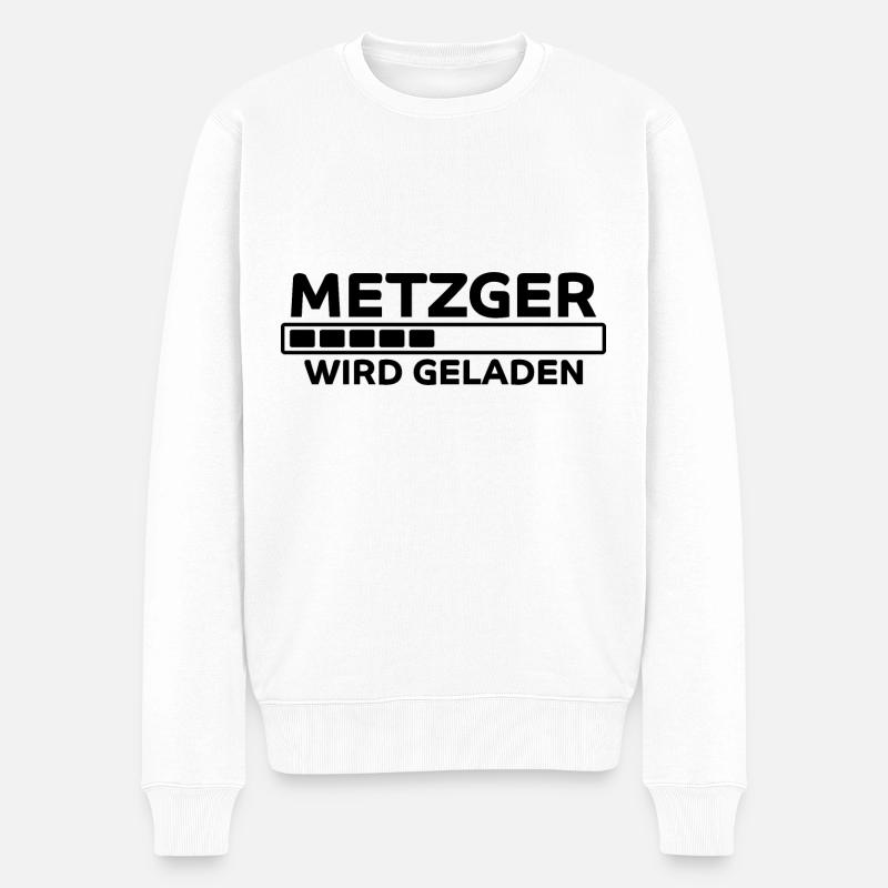 Metzger Spruch Fleischer Lustiges Metzger Geschenk - Männer Premium Bio Pullover - Weiß