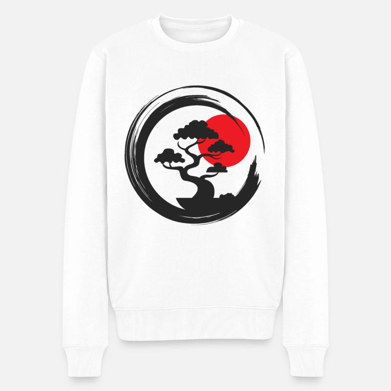 Bonsai Baum Moyogi - Männer Premium Bio Pullover - Weiß