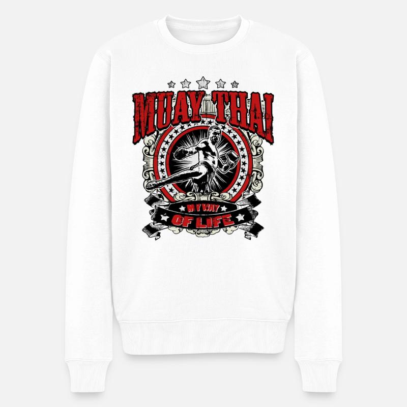 Muay Thai Boxing - Pull Premium bio Homme - blanc