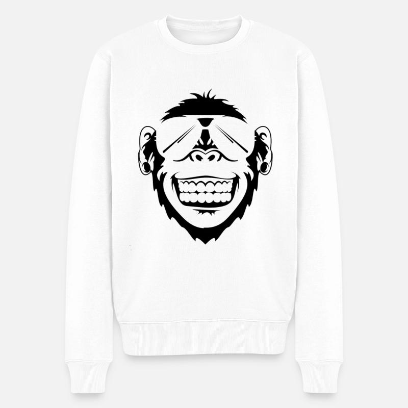 Affe mit Sonnenbrille - Männer Premium Bio Pullover - Weiß